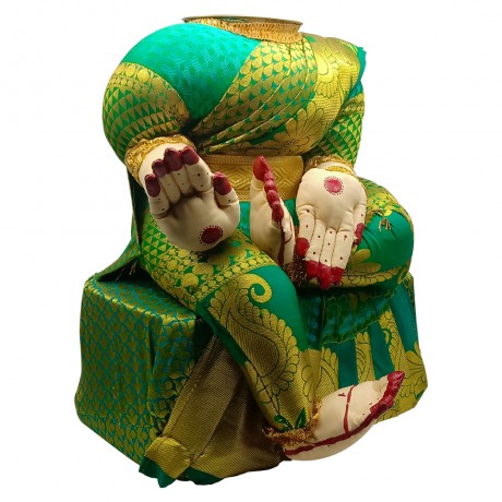 Ammavari Idol (Green Colour with Kaddi Border) (12 Inchs)